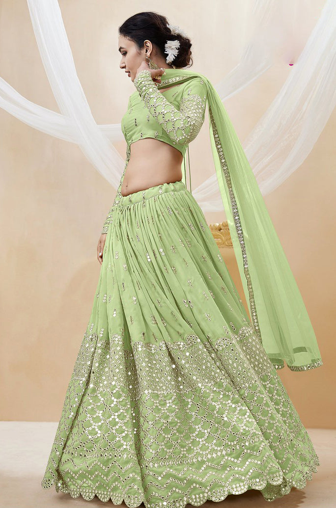 Whispering Elegance Light Green Lehenga Choli