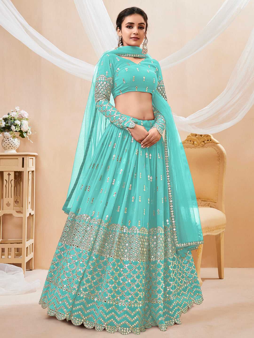 Serenity in Style Shop Sky Blue Lehenga Choli