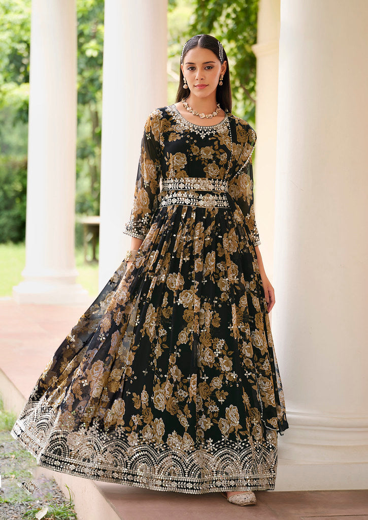 Exquisite Black Indian Partywear Gown