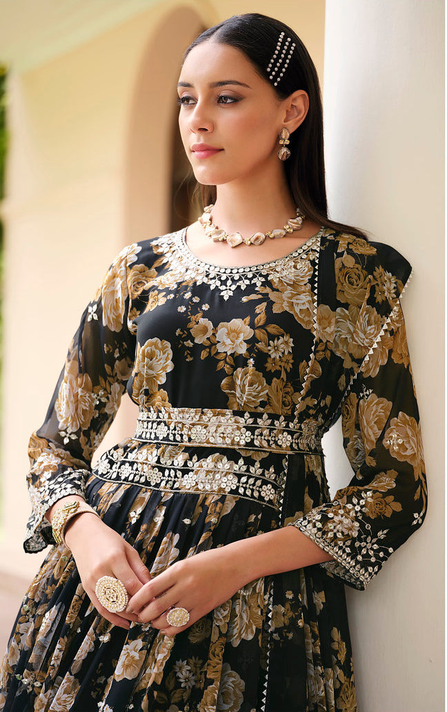 Exquisite Black Indian Partywear Gown