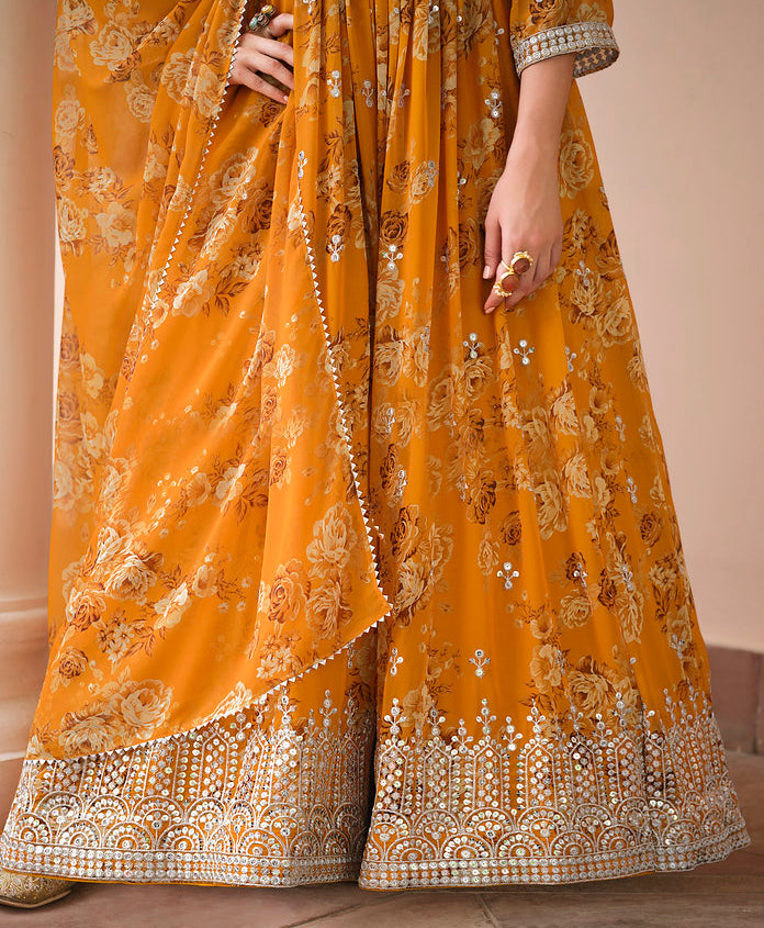 Elegant Yellow Indian Partywear Gown