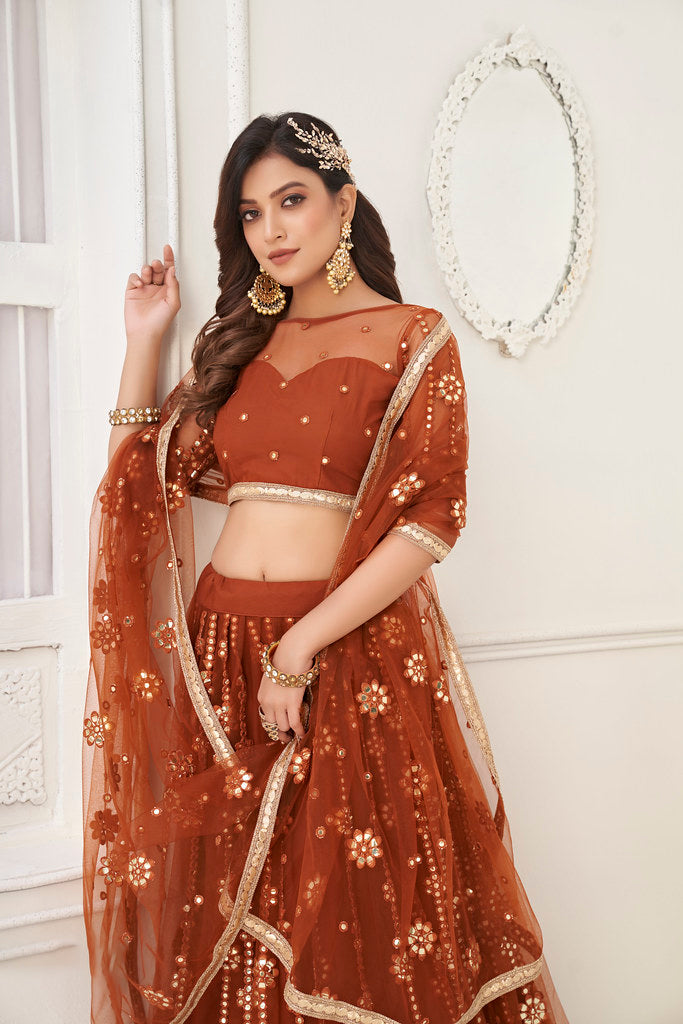 Elegant Brown Designer Lehenga Choli