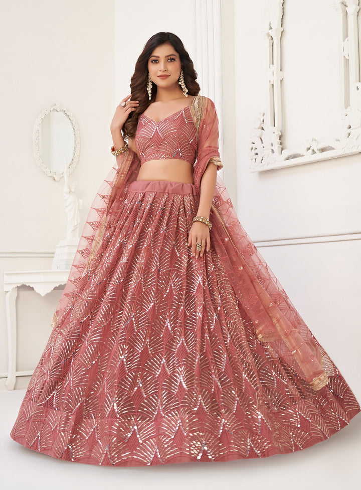 Elegant Dusty Onion Pink Designer Lehenga Choli