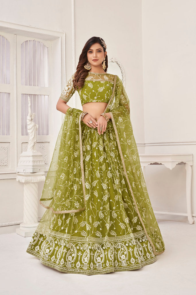 Olive Green Designer Lehenga Choli