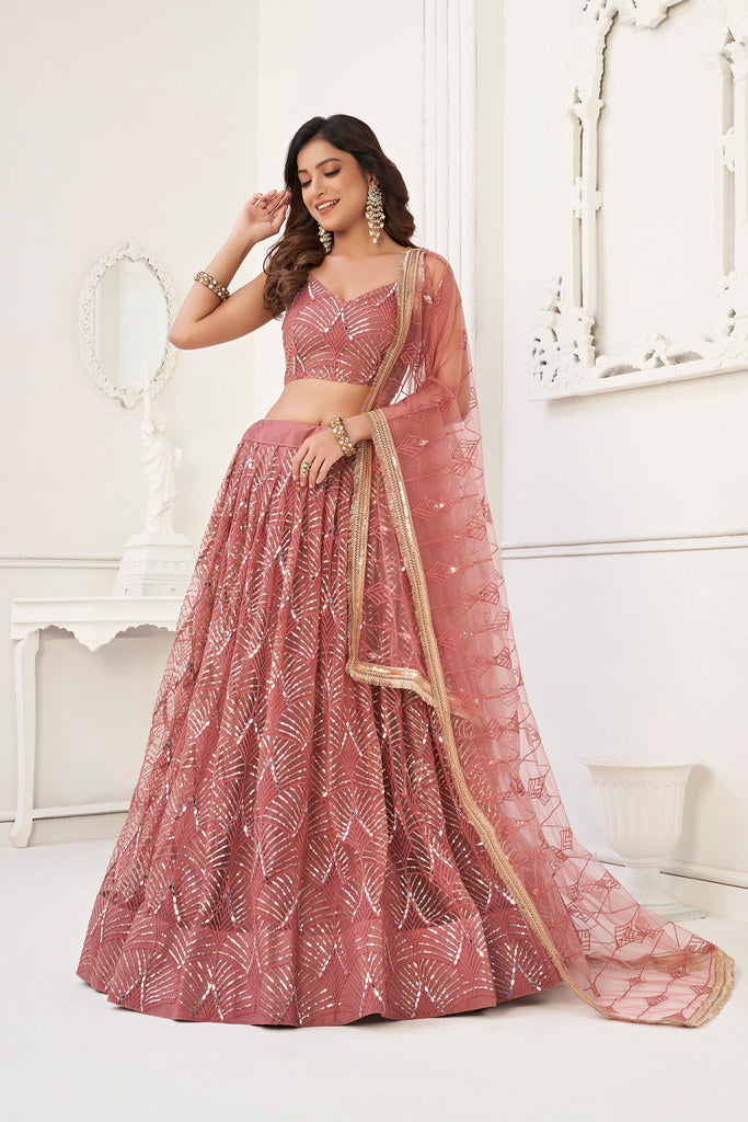 Elegant Dusty Onion Pink Designer Lehenga Choli