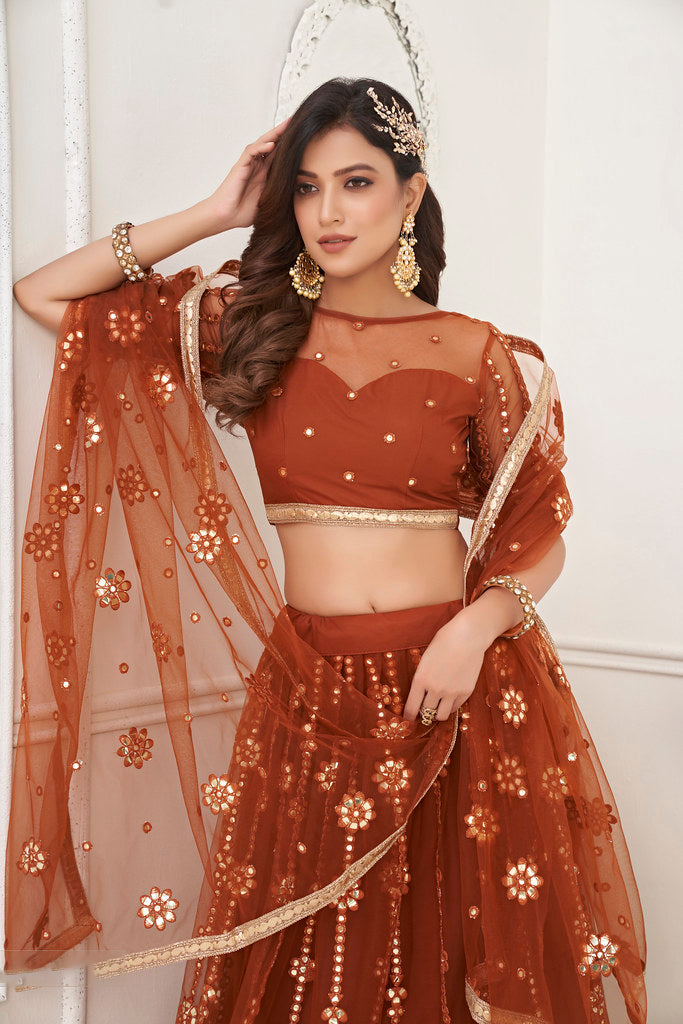 Elegant Brown Designer Lehenga Choli