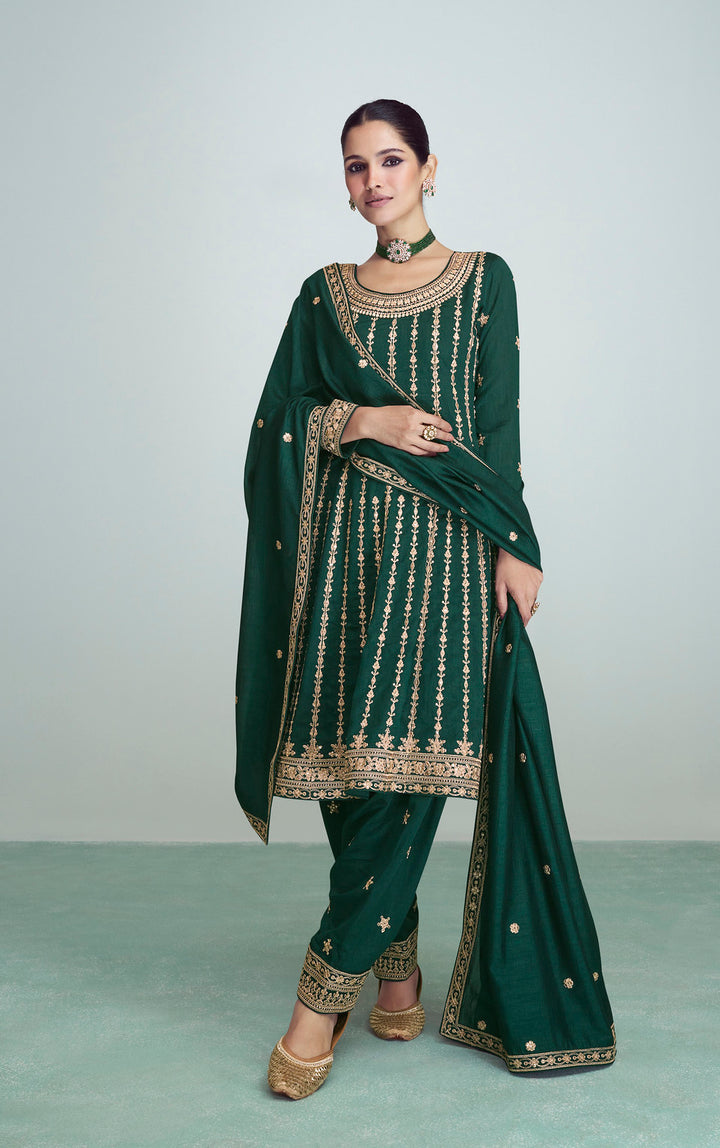 Exquisite Green Premium Silk Indian Salwar Kameez