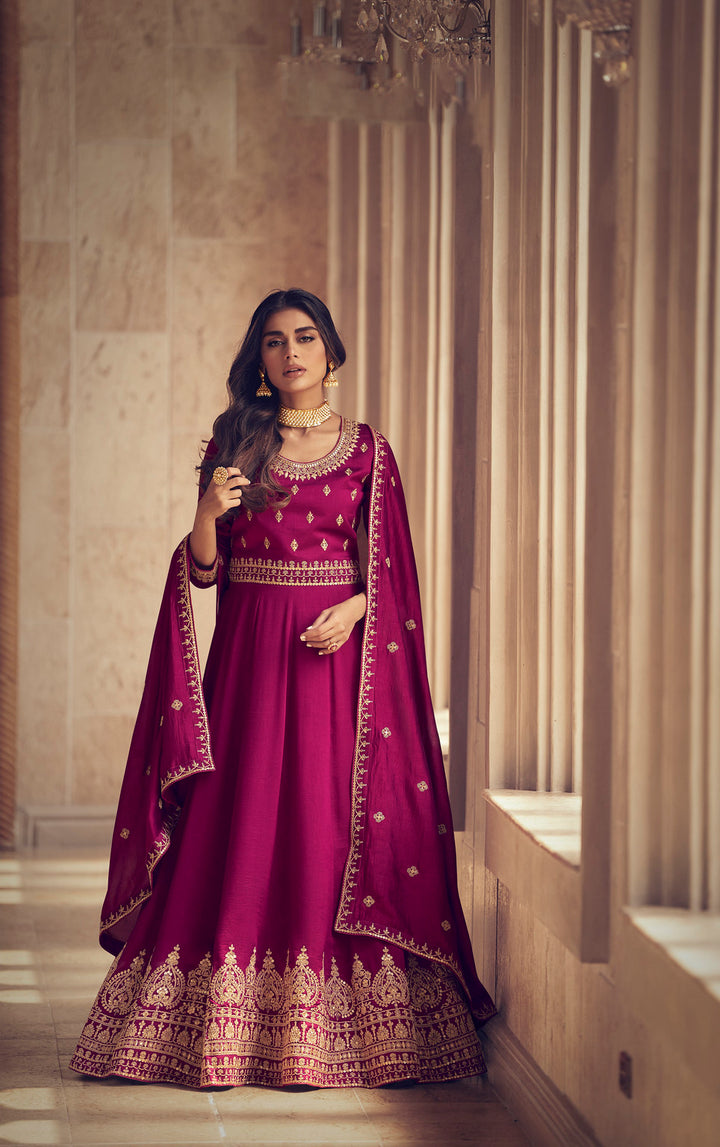 Elegant Pink Premium Silk Anarkali Suit