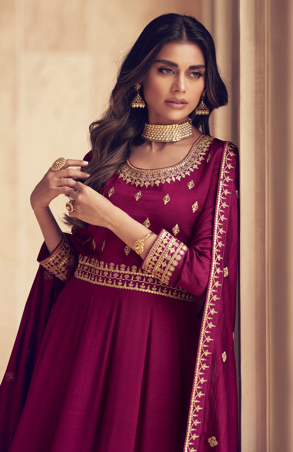 Elegant Pink Premium Silk Anarkali Suit