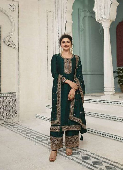 Graceful Green Georgette Silk Designer Salwar Kameez