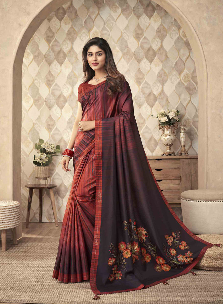 Designer Indian Saree in Red