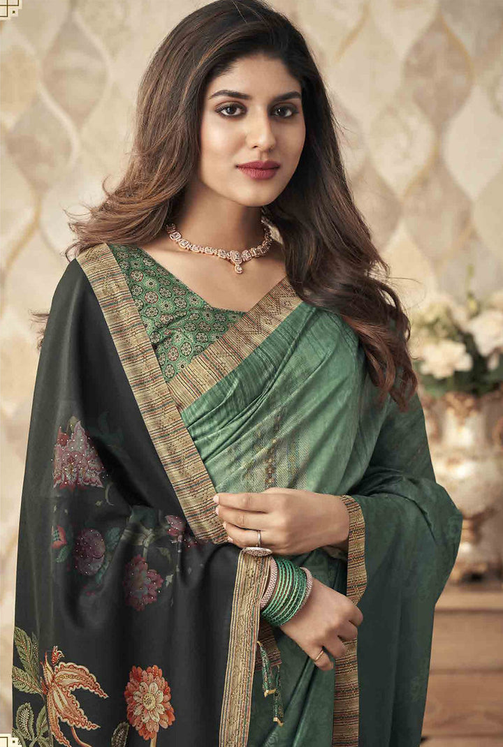 Radiant Rama Green Silk Saree