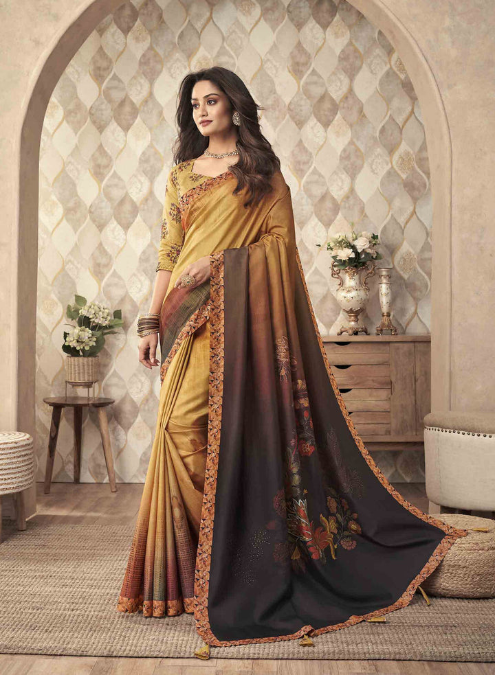 Designer Indian Saree in Yellow