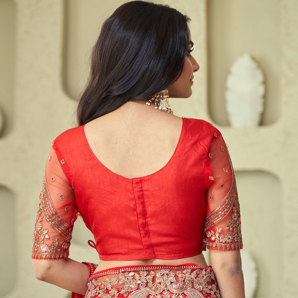 Designer Indian Saree in Red