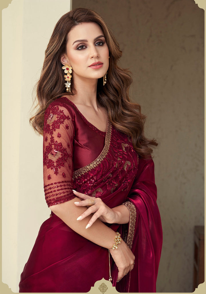 Maroon Indian Saree