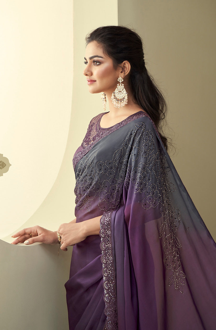 Exquisite Purple Designer Saree