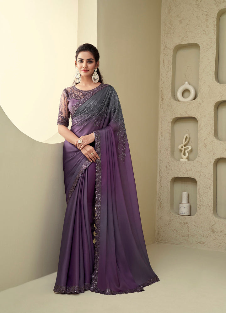 Exquisite Purple Designer Saree