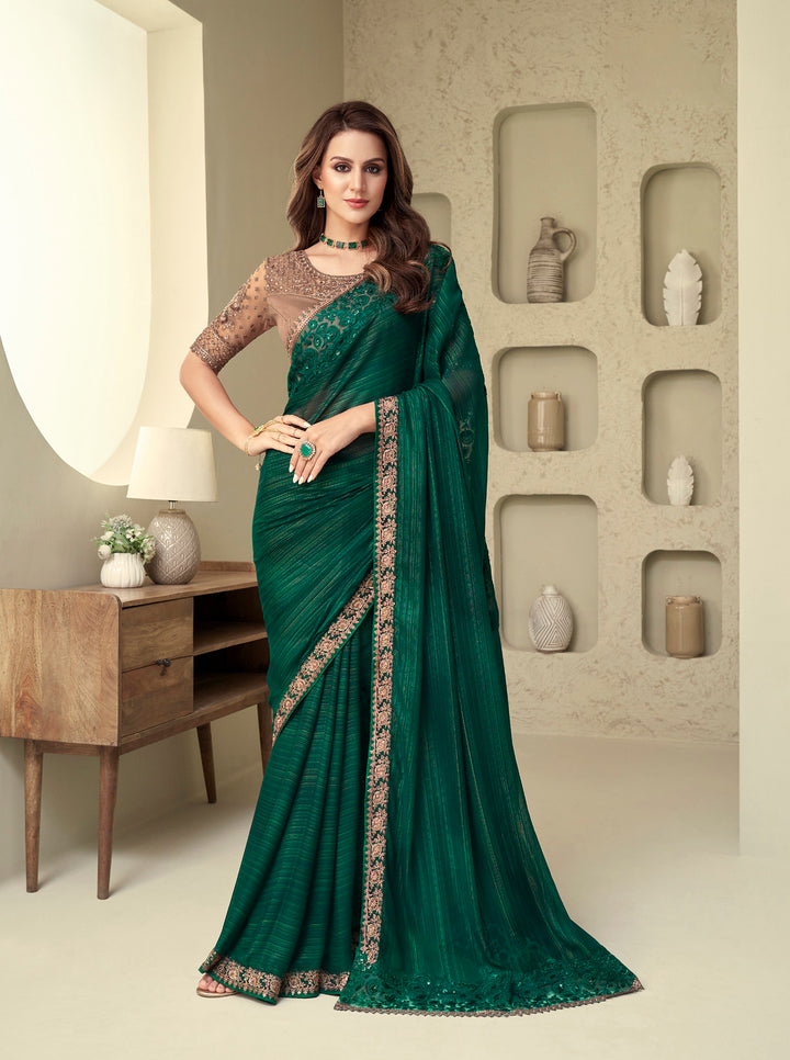 Gorgeous Green Designer Saree