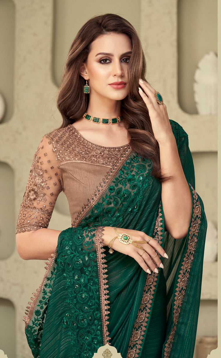 Gorgeous Green Designer Saree