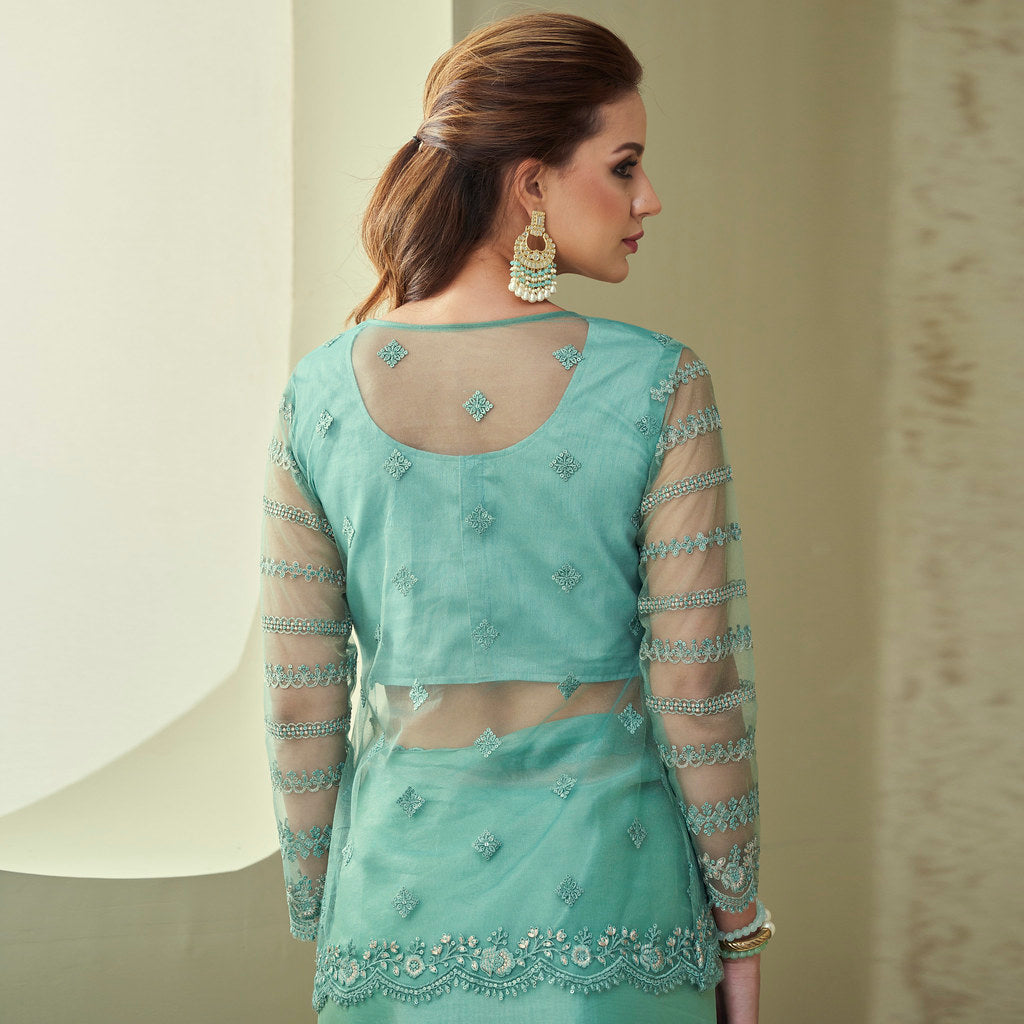 Mint Green Indian Saree