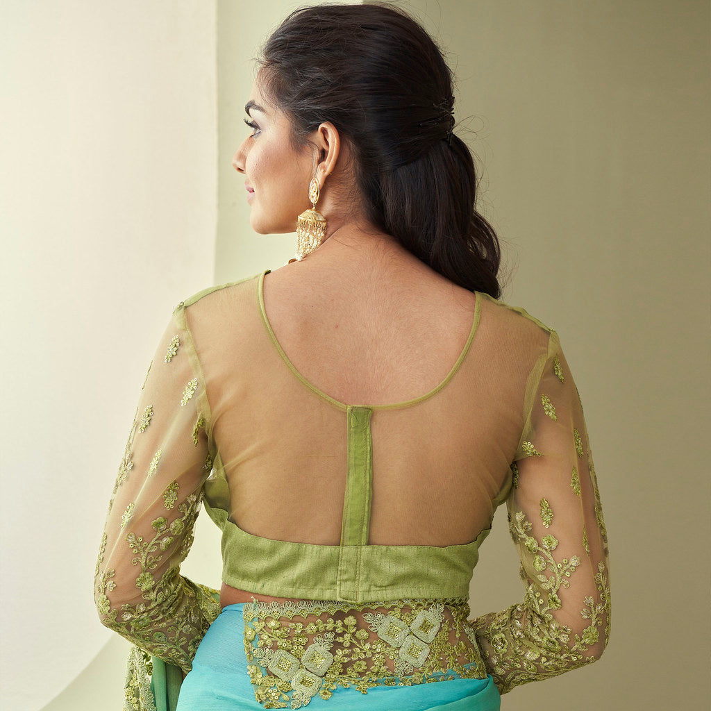 Stunning Light Green Designer Saree