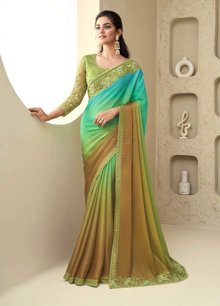 Stunning Light Green Designer Saree