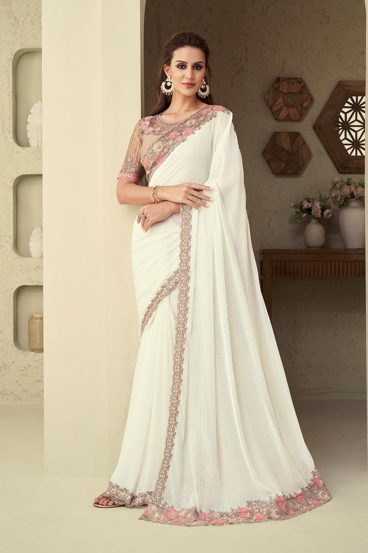 Elegant White Designer Saree