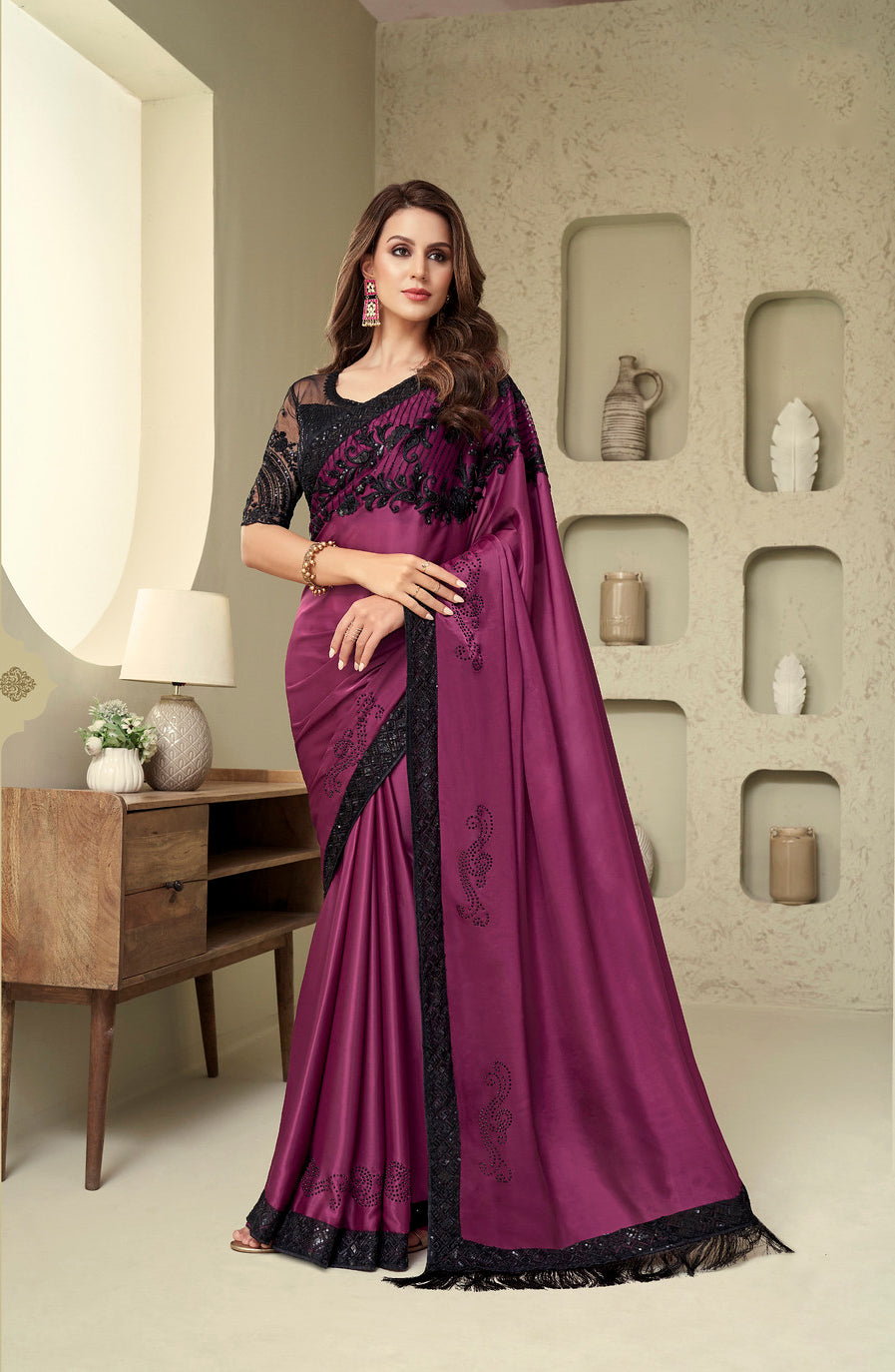 Exquisite Dark Pink Designer Saree