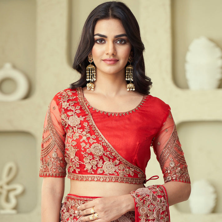 Designer Indian Saree in Red