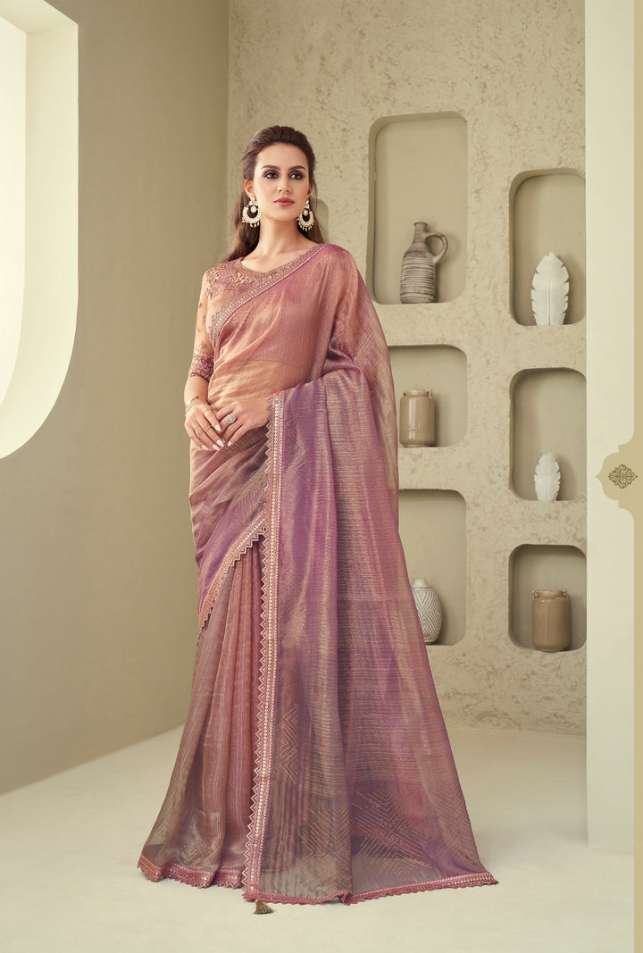 Elegant Dusty Pink Designer Saree