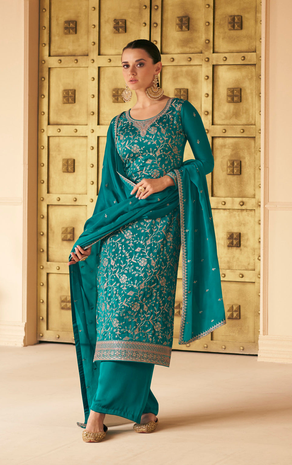 Designer Salwar Kameez in Rama Green