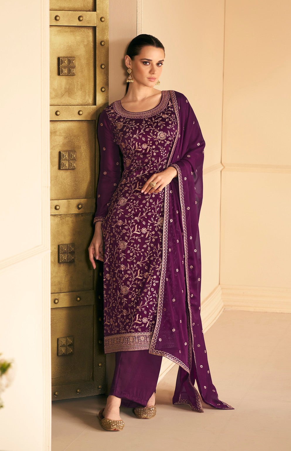 Designer Salwar Kameez in Wine