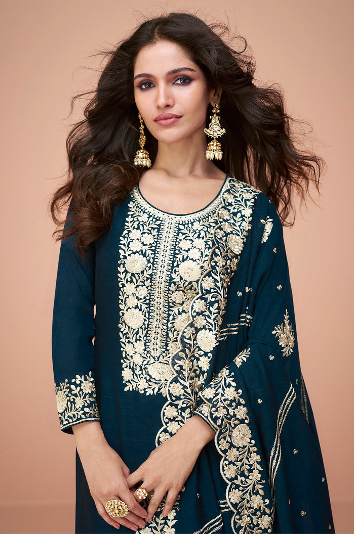 Indian Salwar Kameez Online in Blue Color