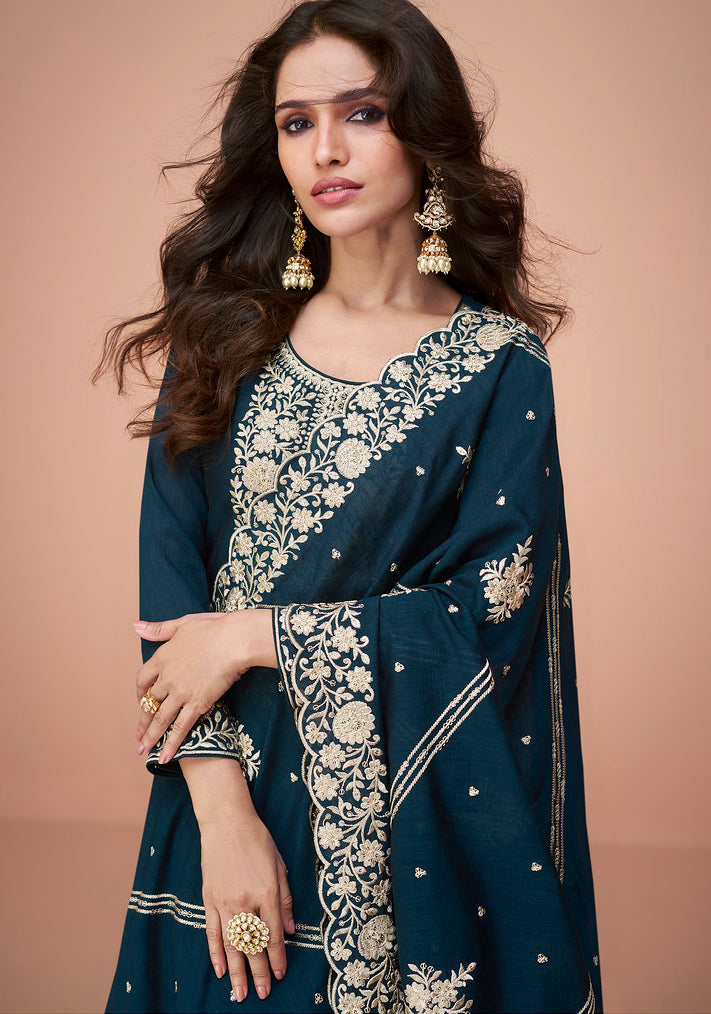 Indian Salwar Kameez Online in Blue Color