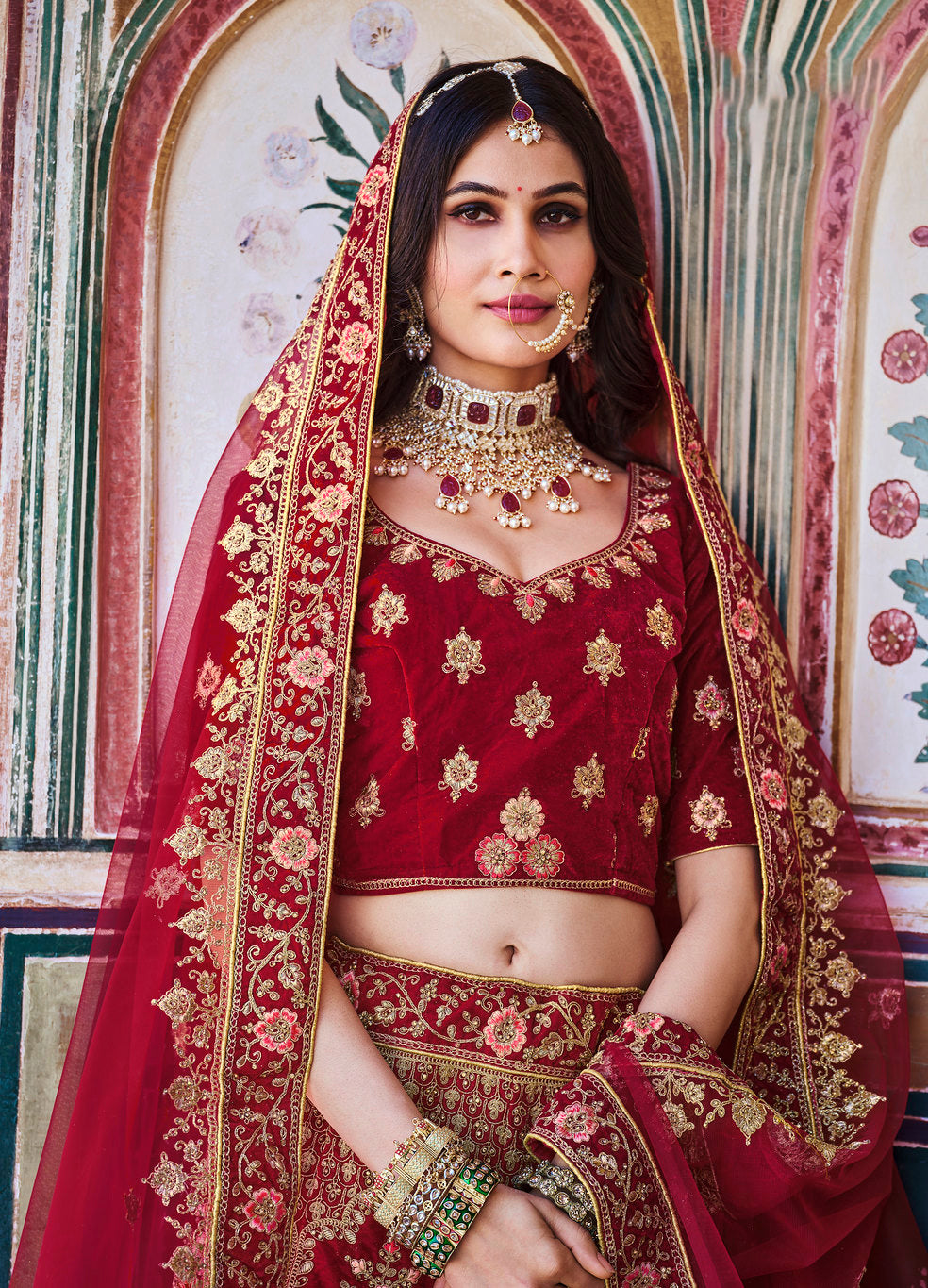 Elegant Red Bridal Lehenga Choli