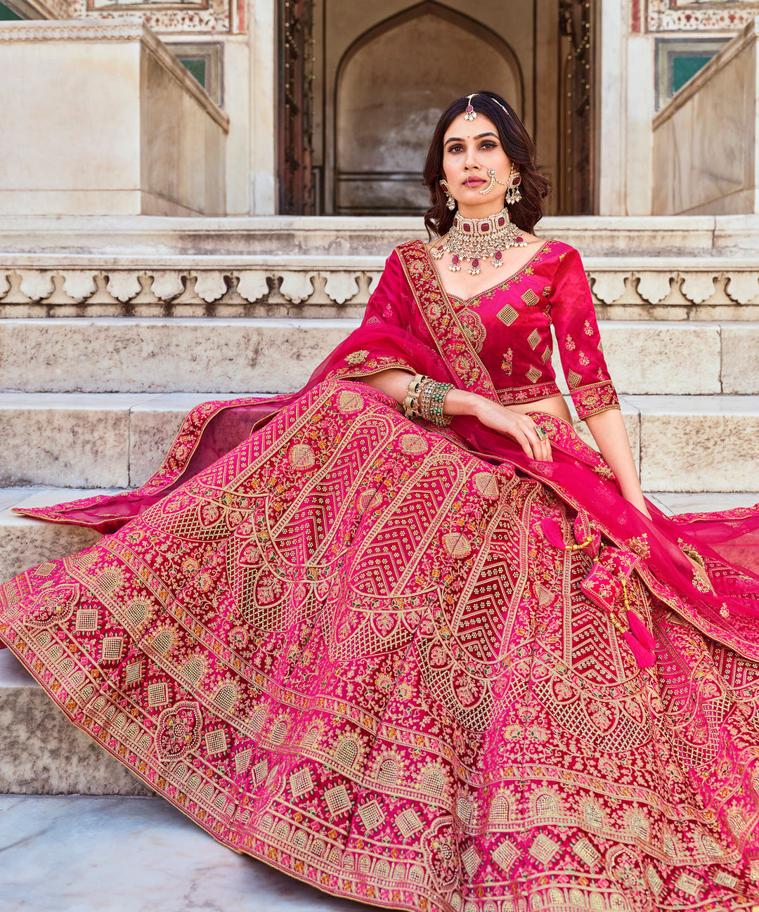 Elegant Pink Bridal Lehenga Choli