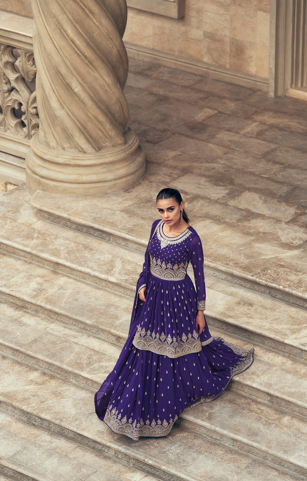 Purple Indian Sharara Dress