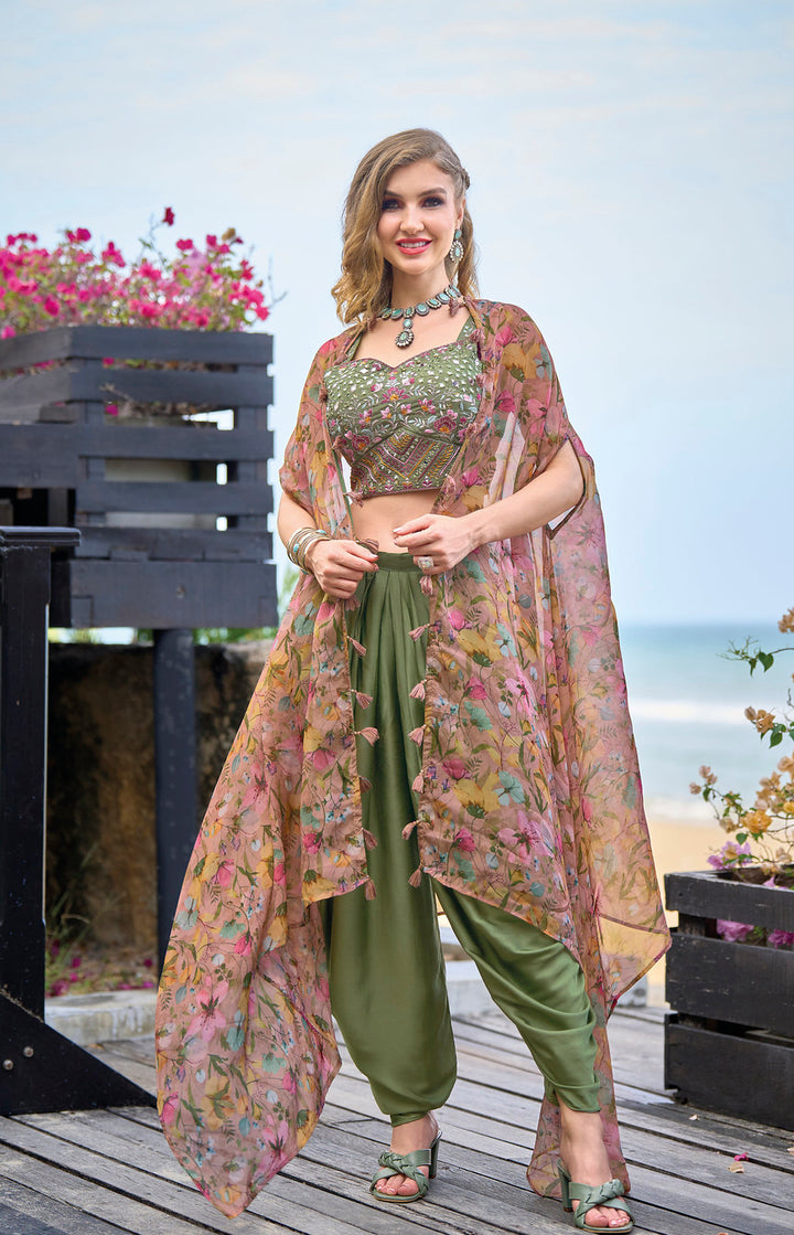 Designer Ready Wear Indo Western in Green