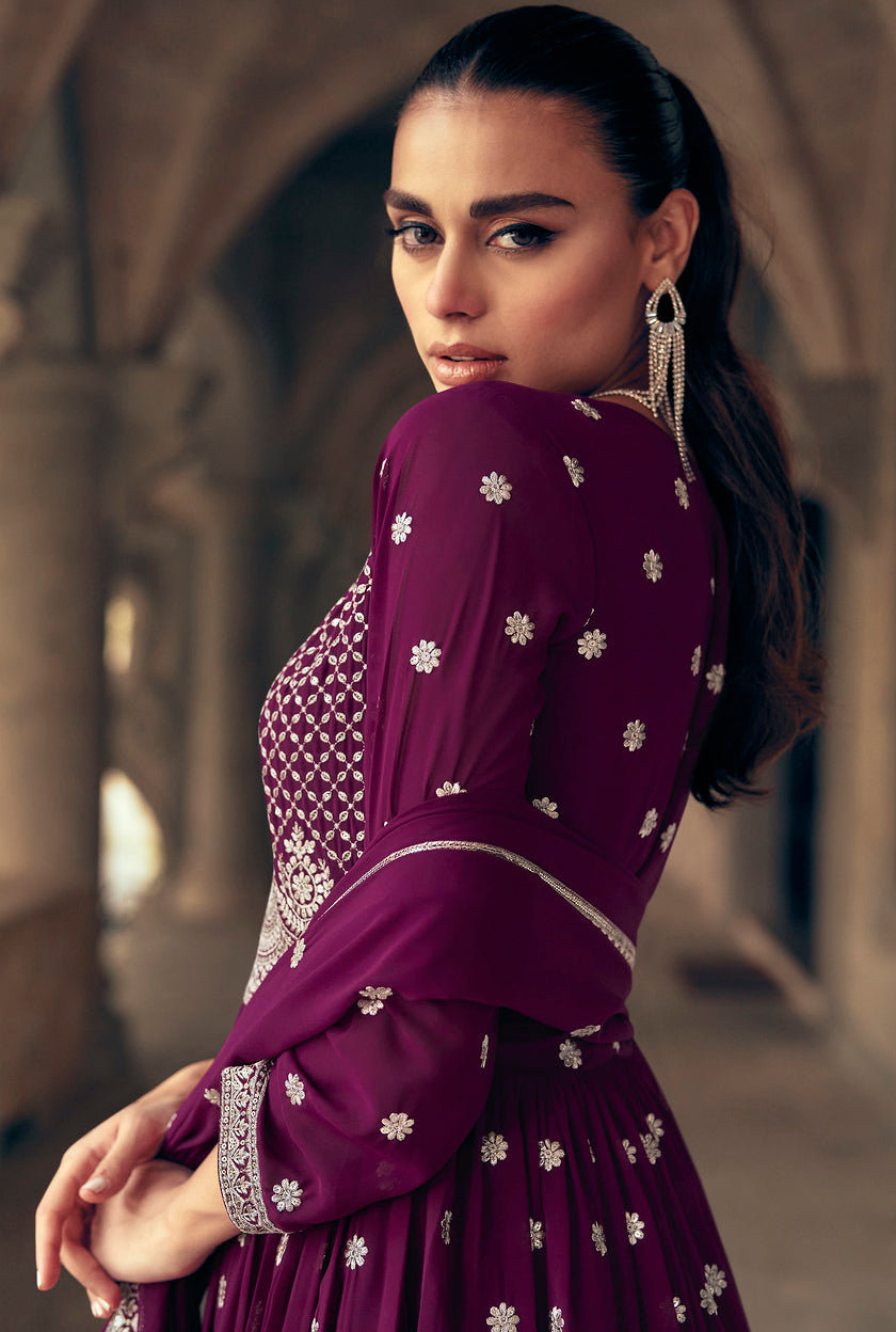 Wine Indian Sharara Dress