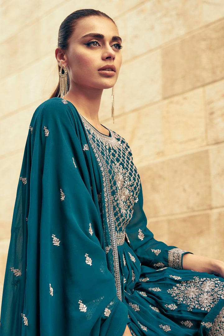 Elegant Rama Green Sharara Dress