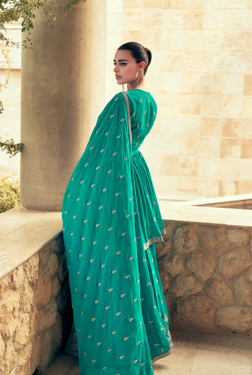 Bottle Green Indian Sharara Dress