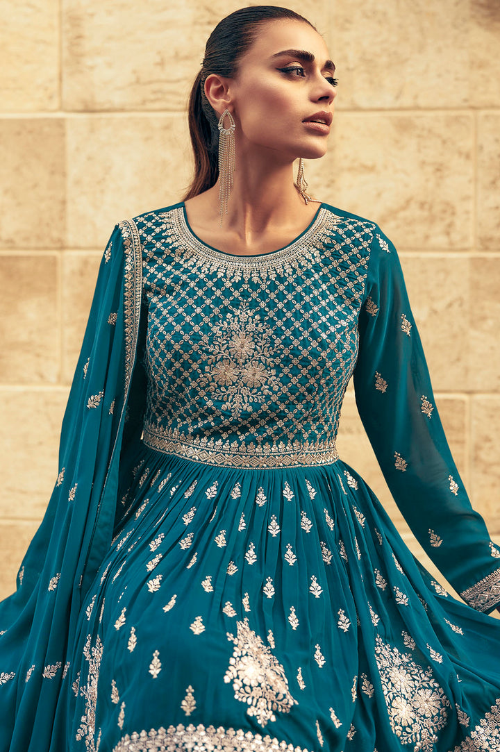 Elegant Rama Green Sharara Dress