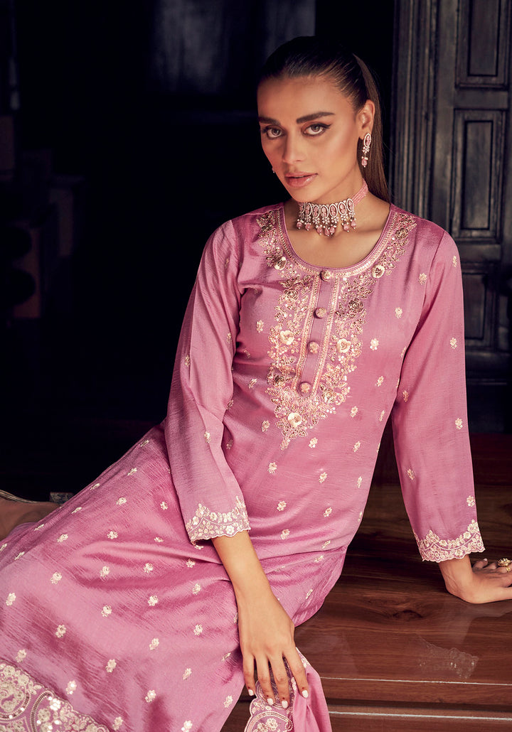 Graceful Pink Premium Silk Indian Salwar Kameez