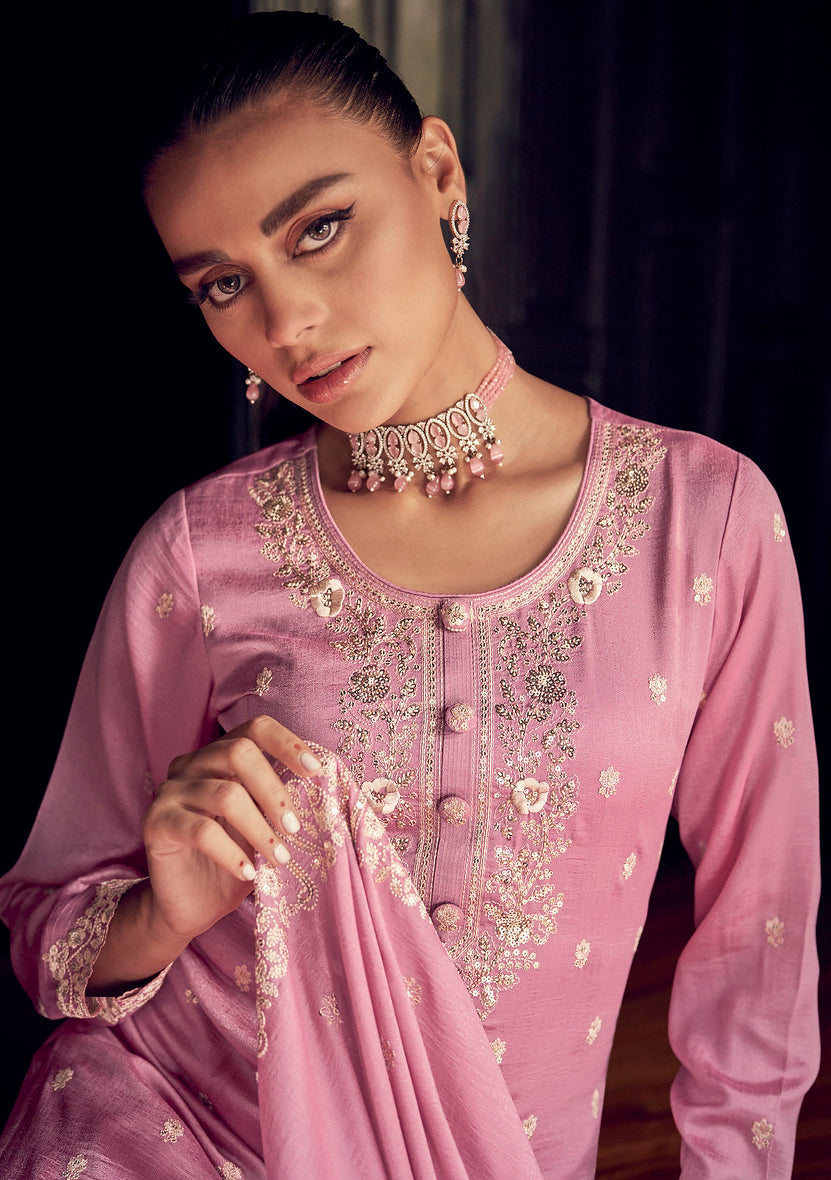 Graceful Pink Premium Silk Indian Salwar Kameez