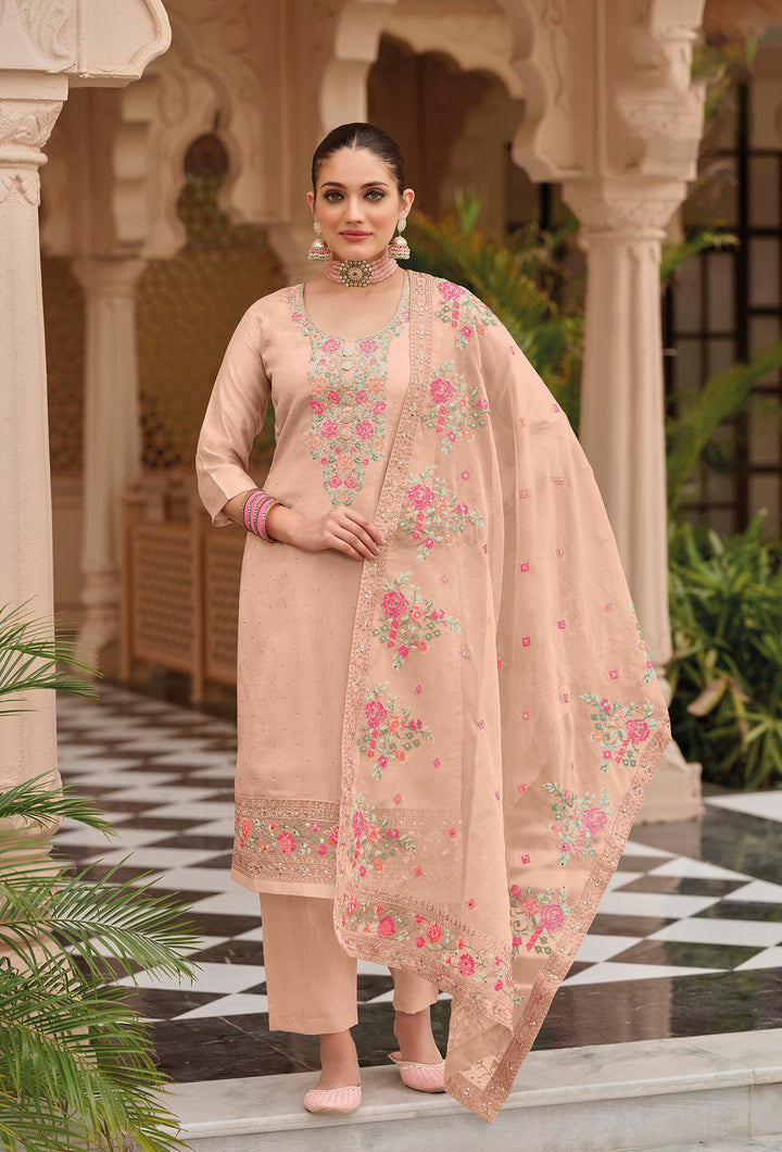 Exquisite Peach Designer Salwar Kameez