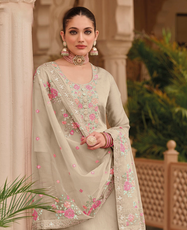 Dusty White Designer Salwar Kameez