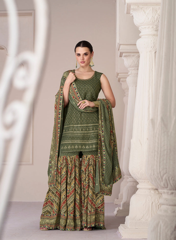 Green Premium Silk Indian Sharara