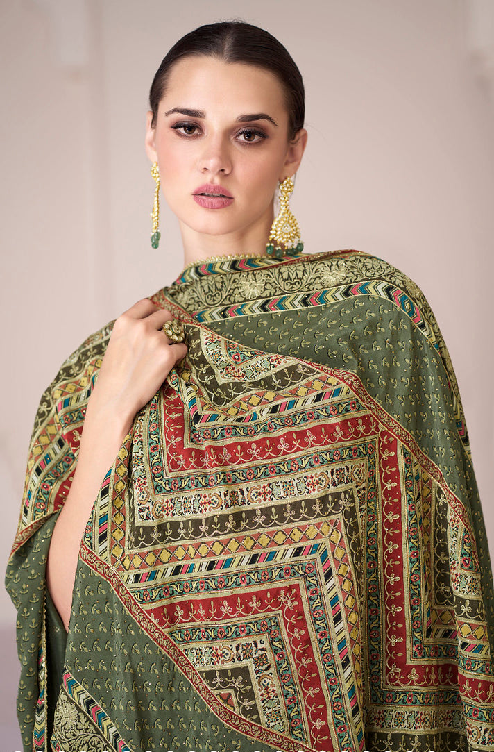 Green Premium Silk Indian Sharara