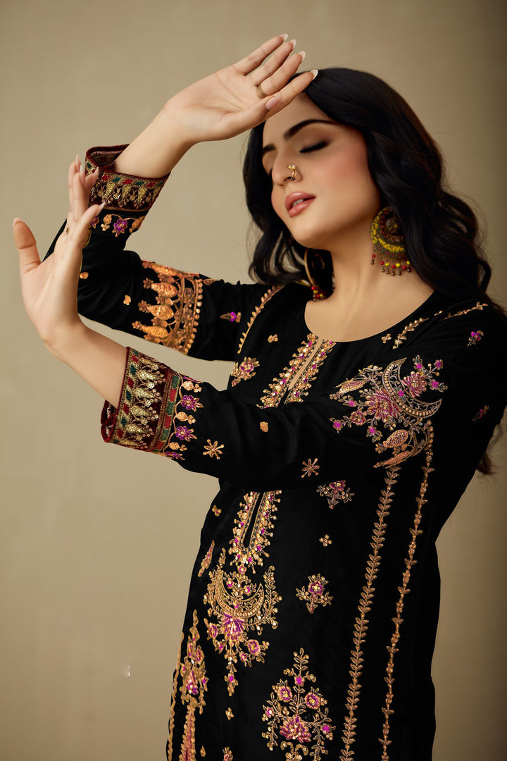 Timeless Black Organza Indian Salwar Kameez