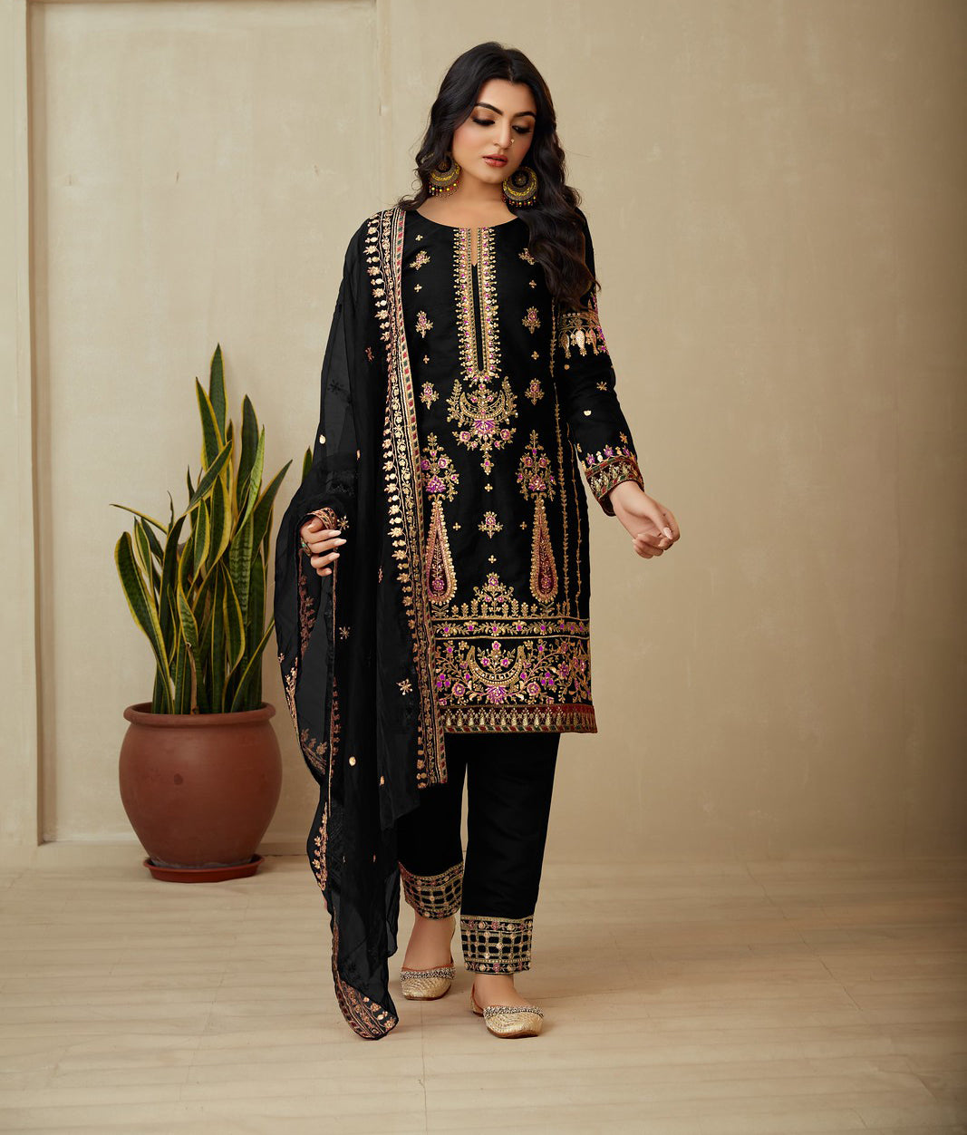 Timeless Black Organza Indian Salwar Kameez